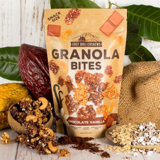Granola Bites Cashewnødder chokolade og vanilje Nøddesnacks KIMBER